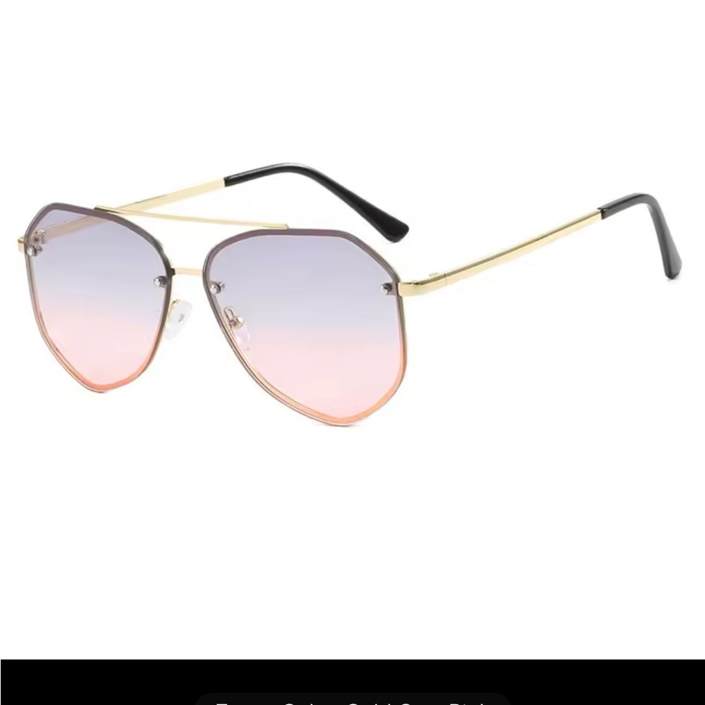 Pink & Grey Irregular Square Gold Rim Sunglassess - Picture 2 of 3